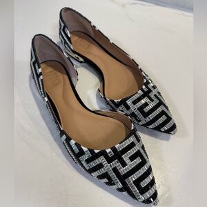 INC International Concepts Black and Silver Geometric Flats